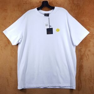 JOSHUA SANDERS Shirt Mens Small White Pullover Crew Smiley Face Pixel Tee $123